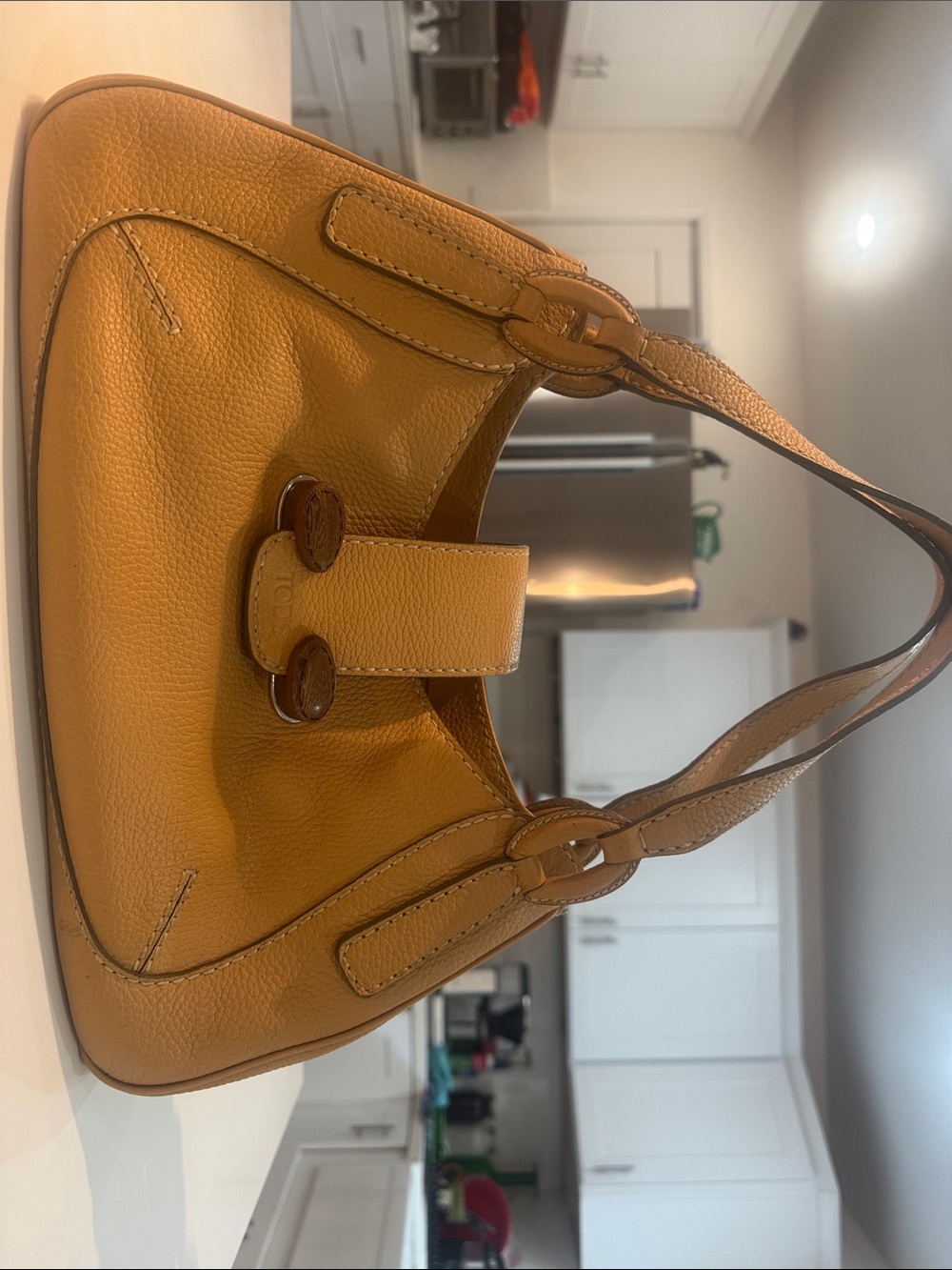 TODS Leather Shoulder Bag in Mustard Yellow